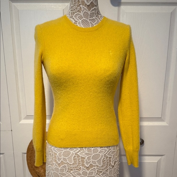 Ralph Lauren Cashmere Italian Yarn Yellow Crew Neck Sweater M - Picture 1 of 8